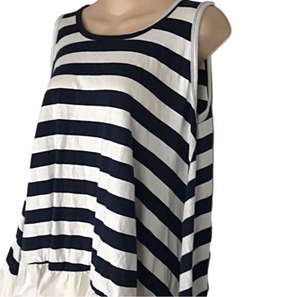 KR DABA - Black & White Striped Frilled Bottom Top - Picture 2 of 6